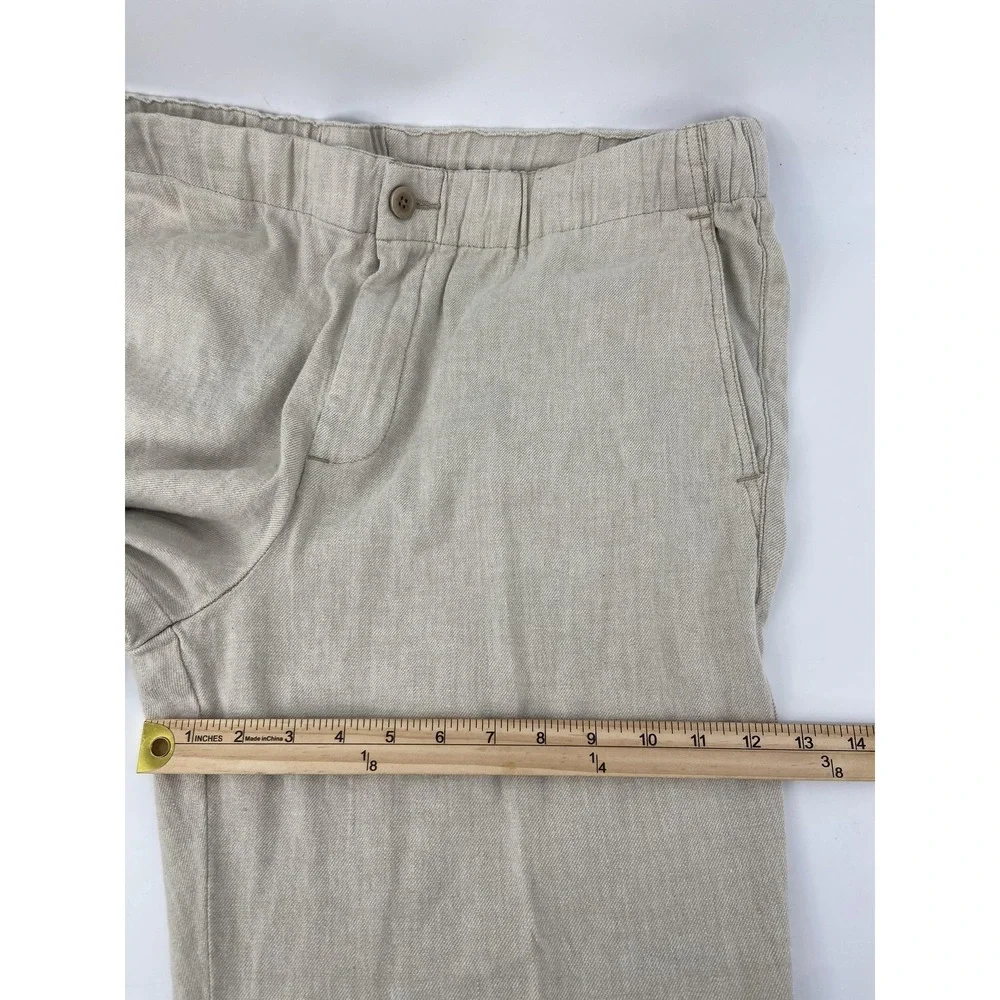 Tommy Bahama Pants Mens 42x32 Beige Relax Linen Casual‎ Beach Straight Chino